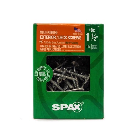 Spax SPAX No. 8 in. X 1-1/2 in. L Gray Star Flat Head Deck Screws 1 lb 195 pc 4191670400404